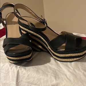 Black Strappy Wedge Sandals